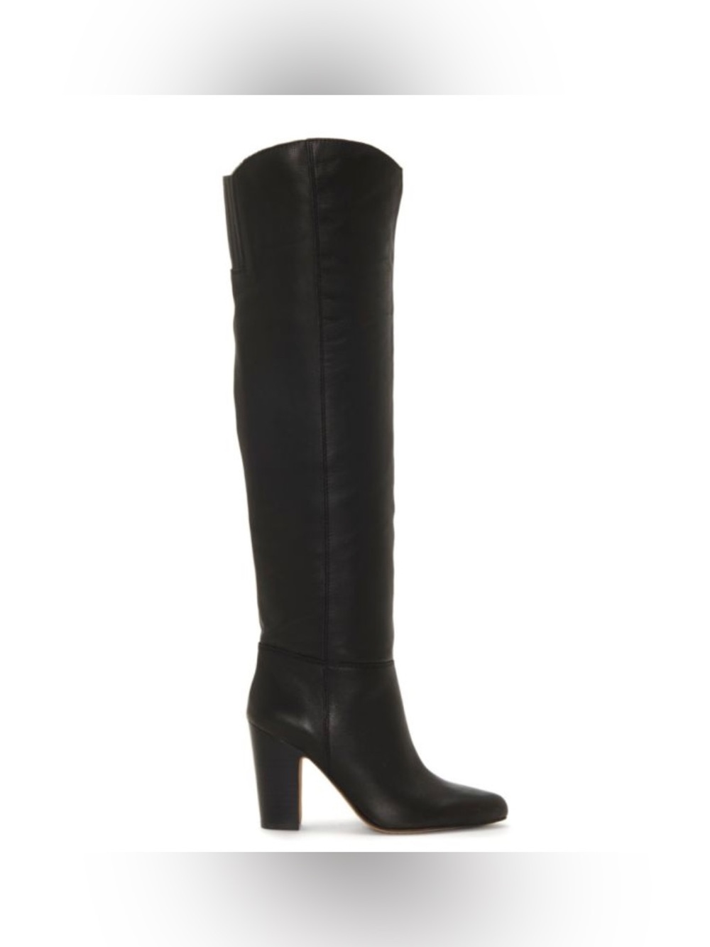 NEW Vince Camuto Black Corrine Soft Grain Leather OTK Block Heel Boots Size 9.5